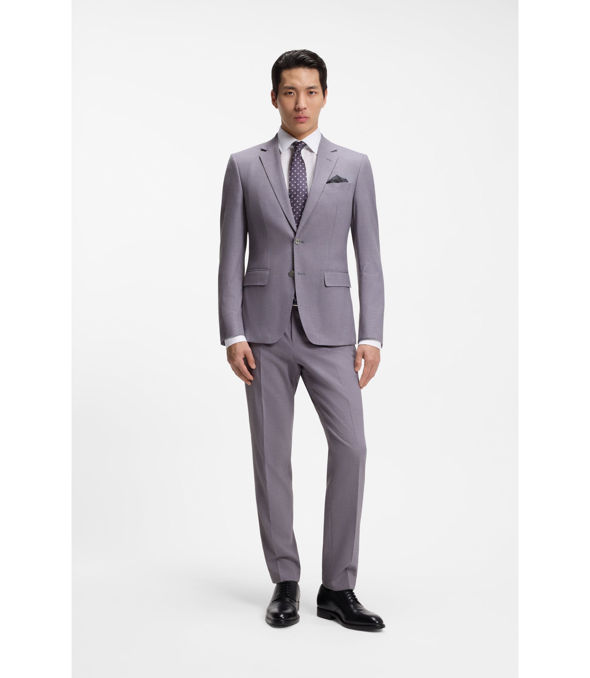 Boss Two Piece Slim Fit Suit In Micro Patterned Cloth Purple