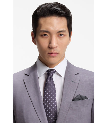 Boss Two Piece Slim Fit Suit In Micro Patterned Cloth Purple