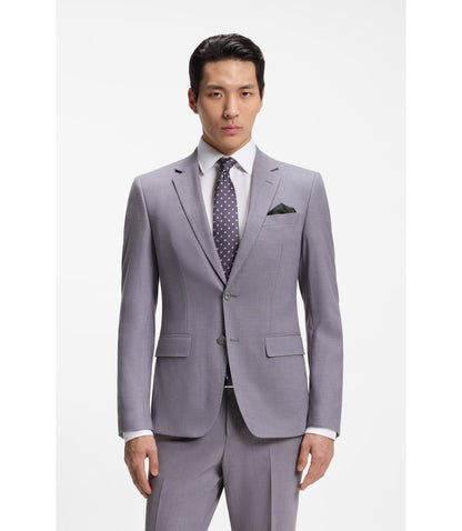 Boss Two Piece Slim Fit Suit In Micro Patterned Cloth Purple
