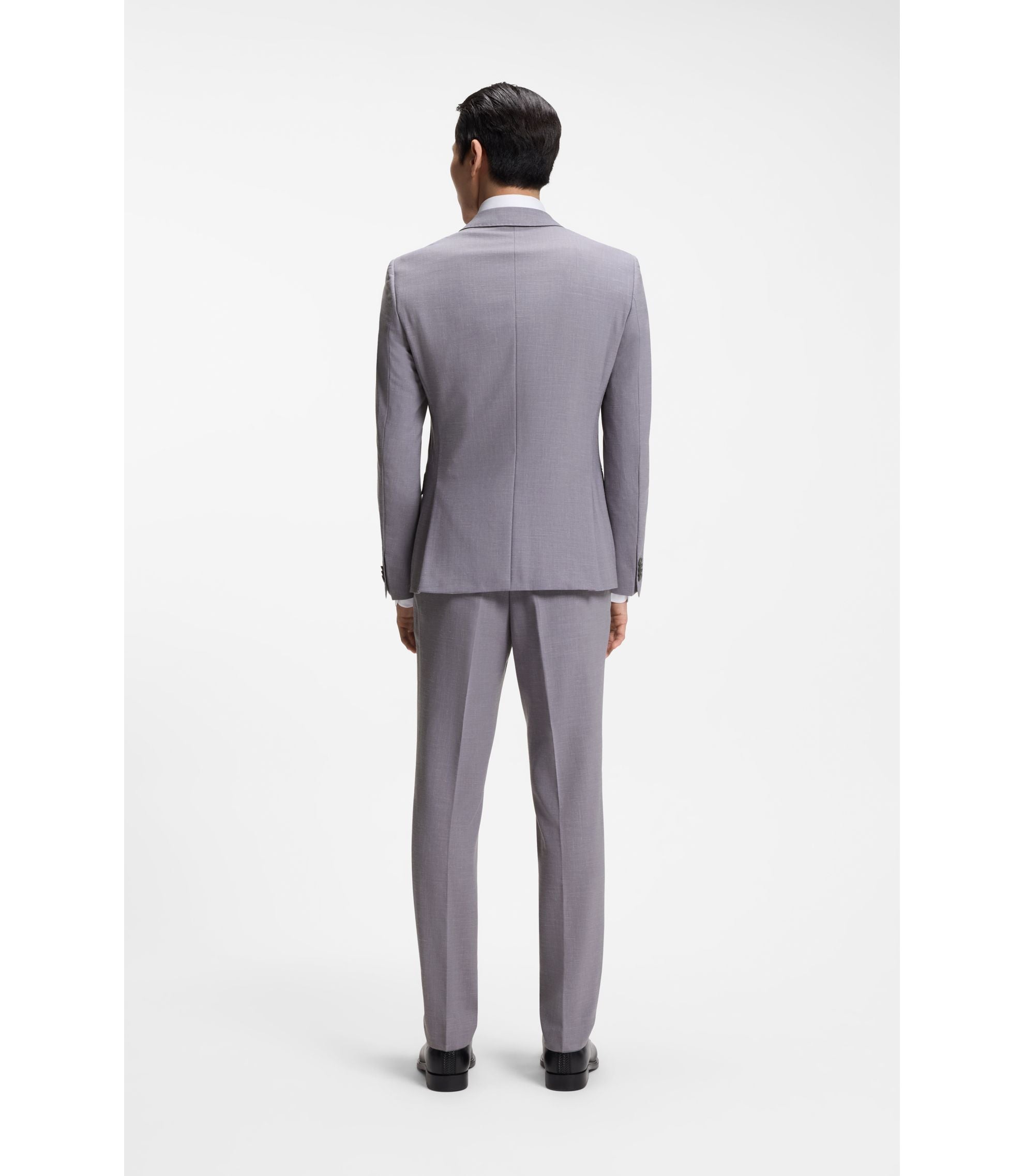 Boss Two Piece Slim Fit Suit In Micro Patterned Cloth Purple