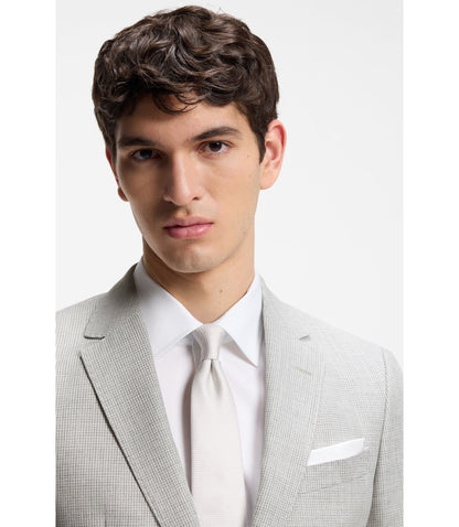 Boss Two Piece Slim Fit Suit In Cotton And Virgin Wool Light Grey