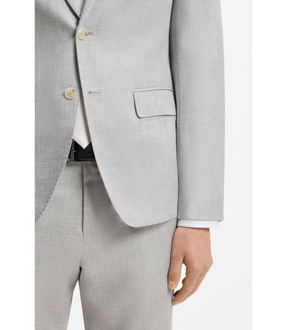 Boss Two Piece Slim Fit Suit In Cotton And Virgin Wool Light Grey