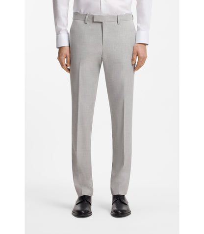 Boss Two Piece Slim Fit Suit In Cotton And Virgin Wool Light Grey