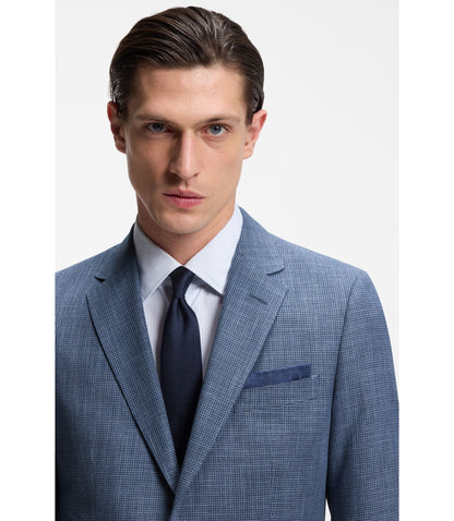 Boss Two Piece Slim Fit Suit In Cotton And Virgin Wool Light Blue