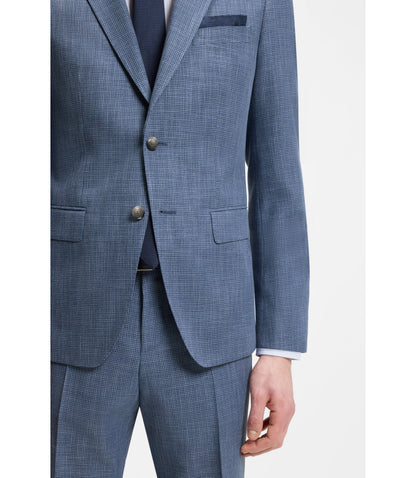 Boss Two Piece Slim Fit Suit In Cotton And Virgin Wool Light Blue