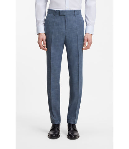 Boss Two Piece Slim Fit Suit In Cotton And Virgin Wool Light Blue