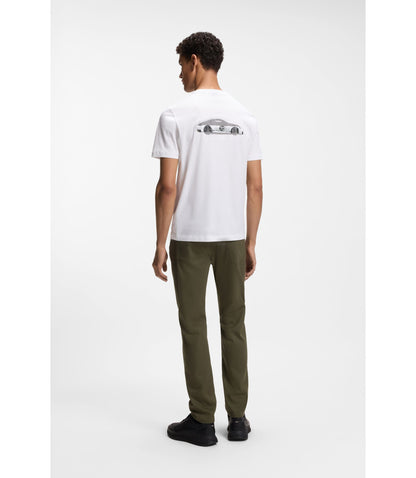 Boss Porsche X Boss Mercerized Cotton T Shirt With Rear Graphics White