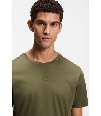 Boss Porsche X Boss Mercerized Cotton T Shirt With Rear Graphics Light Green