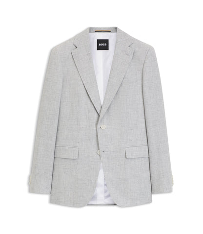 Boss Slim Fit Jacket With Puppytooth Pattern Light Grey