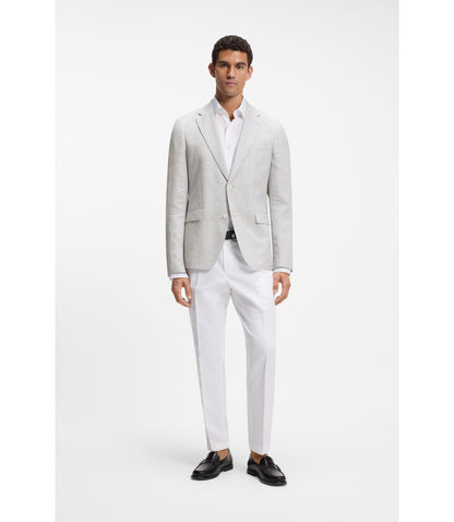 Boss Slim Fit Jacket With Puppytooth Pattern Light Grey