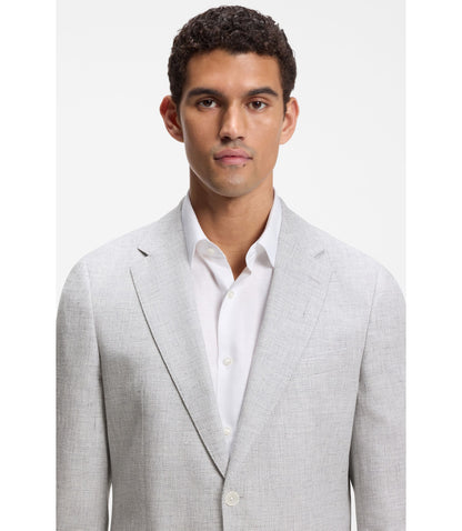 Boss Slim Fit Jacket With Puppytooth Pattern Light Grey