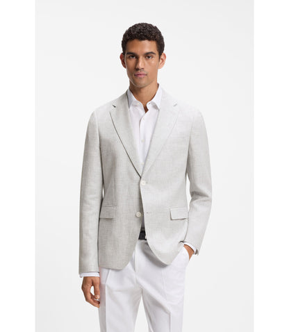 Boss Slim Fit Jacket With Puppytooth Pattern Light Grey