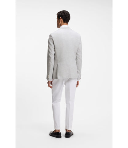 Boss Slim Fit Jacket With Puppytooth Pattern Light Grey