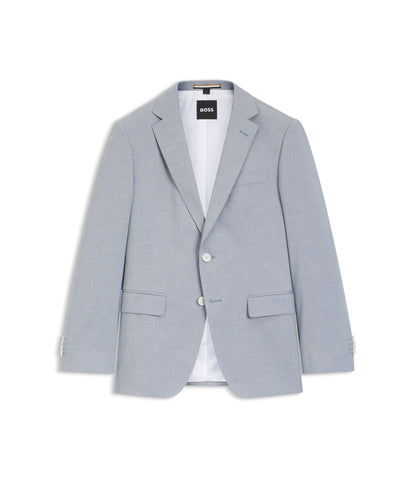Boss Slim Fit Jacket In Patterned Chiffon Light Blue