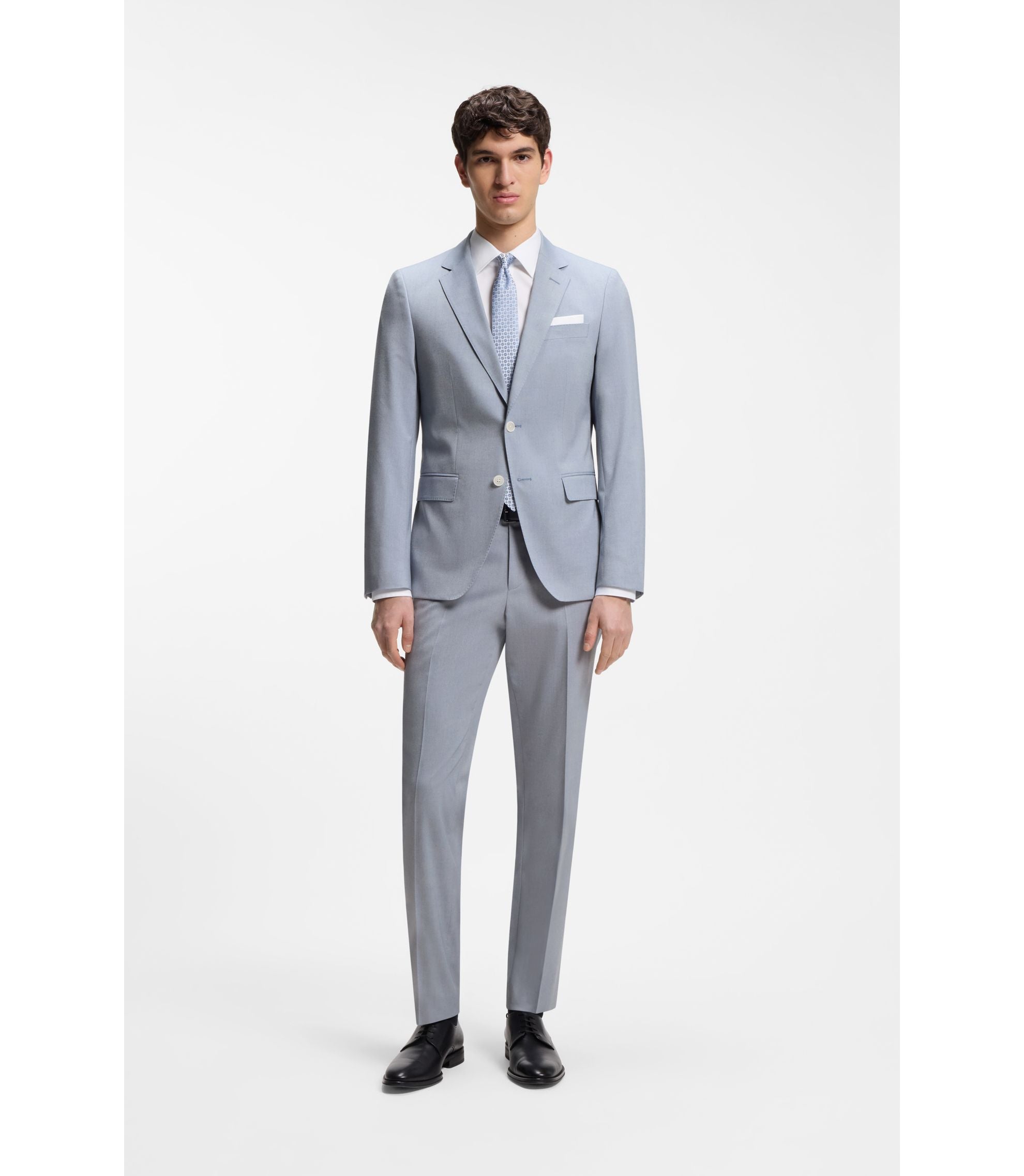 Boss Slim Fit Jacket In Patterned Chiffon Light Blue