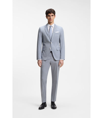 Boss Slim Fit Jacket In Patterned Chiffon Light Blue