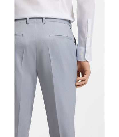 Boss Slim Fit Trousers In Patterned Stretch Chiffon Light Blue