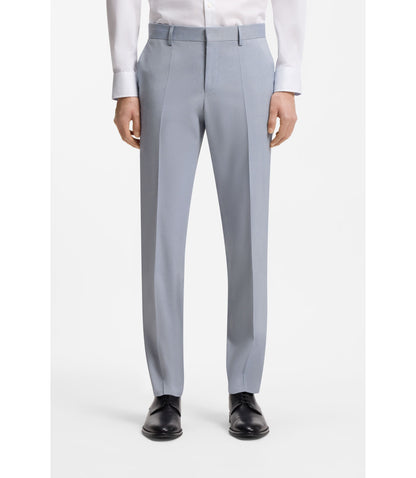 Boss Slim Fit Trousers In Patterned Stretch Chiffon Light Blue