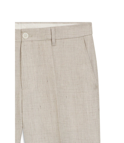 Boss Slim Fit Trousers In A Linen Blend Light Grey