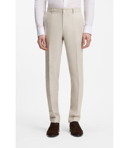 Boss Slim Fit Trousers In A Linen Blend Light Grey
