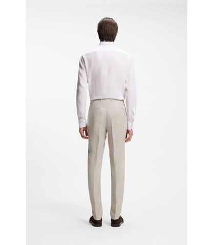 Boss Slim Fit Trousers In A Linen Blend Light Grey