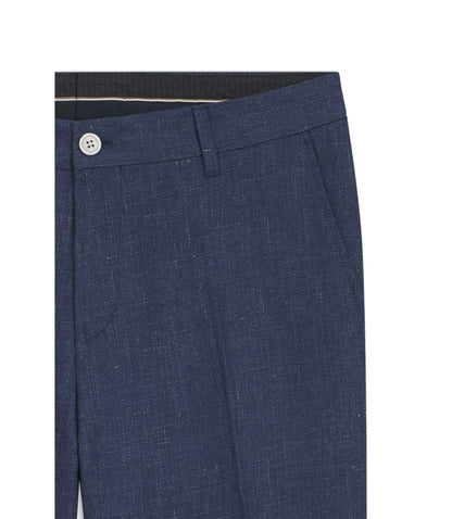 Boss Slim Fit Trousers In A Linen Blend Light Blue