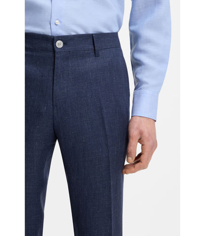 Boss Slim Fit Trousers In A Linen Blend Light Blue
