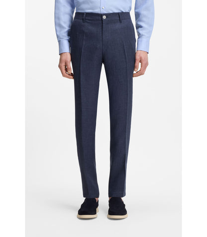 Boss Slim Fit Trousers In A Linen Blend Light Blue