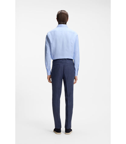 Boss Slim Fit Trousers In A Linen Blend Light Blue
