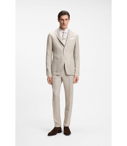 Boss Slim Fit Jacket In A Linen Blend Light Grey