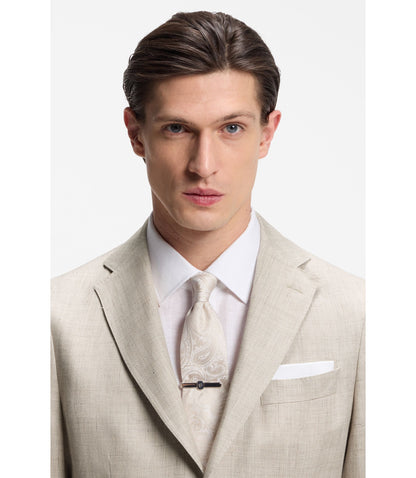 Boss Slim Fit Jacket In A Linen Blend Light Grey