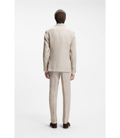 Boss Slim Fit Jacket In A Linen Blend Light Grey