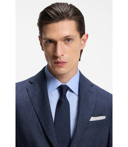 Boss Slim Fit Jacket In A Linen Blend Light Blue