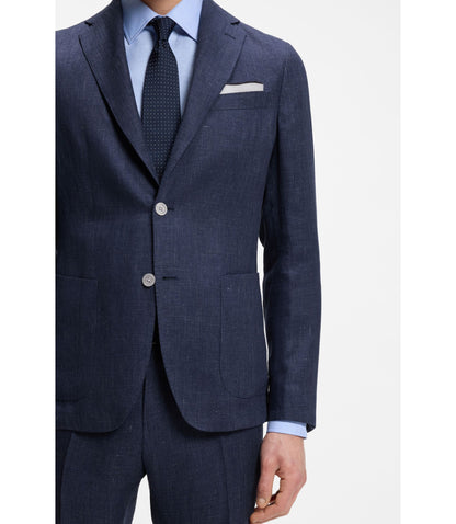 Boss Slim Fit Jacket In A Linen Blend Light Blue