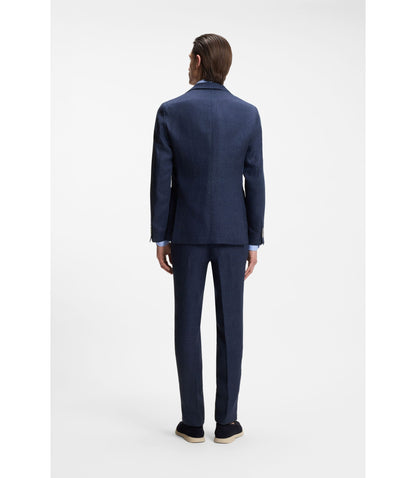 Boss Slim Fit Jacket In A Linen Blend Light Blue