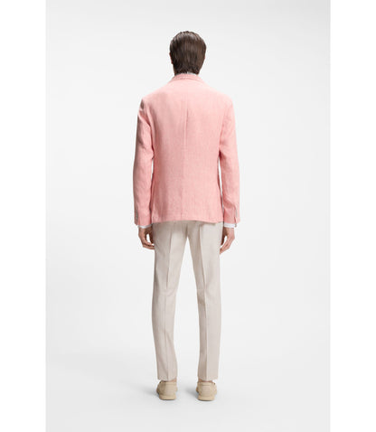 Boss Slim Fit Jacket In A Linen Blend Light Pink