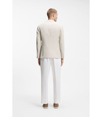 Boss Patterned Slim Fit Jacket In A Cotton Blend Light Beige
