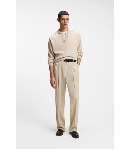 Boss Oversized Fit Trousers In Twill Light Beige