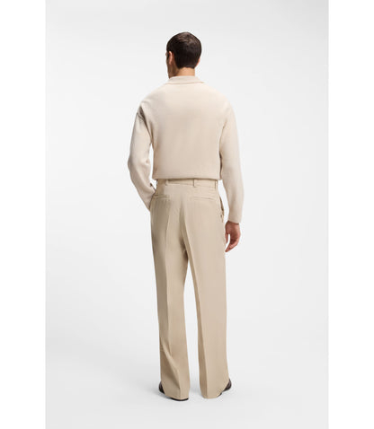 Boss Oversized Fit Trousers In Twill Light Beige