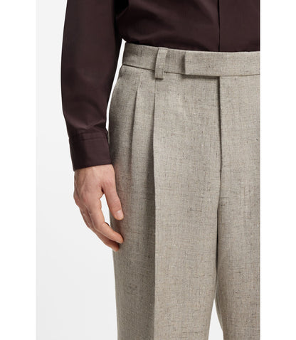 Boss Micro Patterned Trousers In An Oversized Fit Light Beige