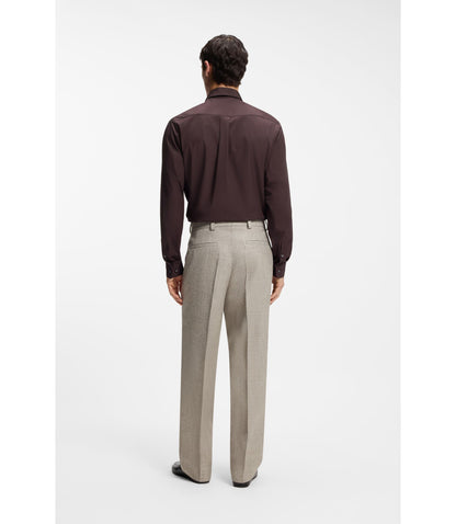 Boss Micro Patterned Trousers In An Oversized Fit Light Beige