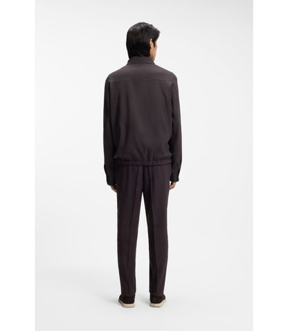 Boss Relaxed Fit Overshirt In A Linen Blend Dark Brown