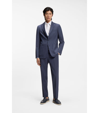 Boss Tapered Fit Trousers In Washable Virgin Wool Light Blue