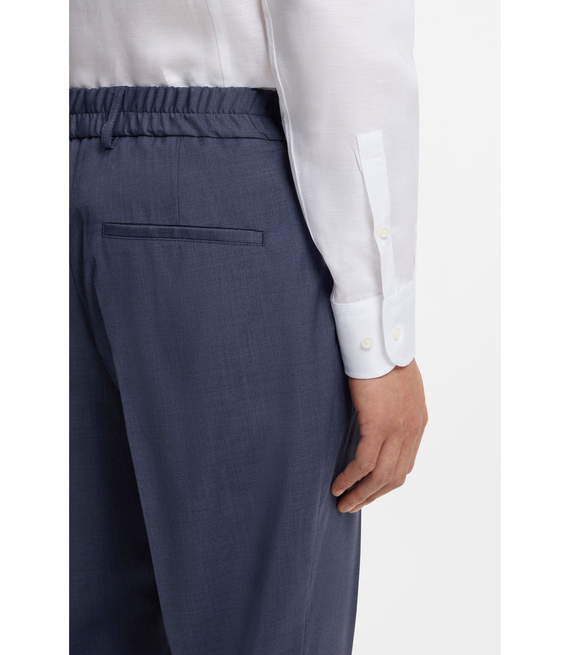Boss Tapered Fit Trousers In Washable Virgin Wool Light Blue