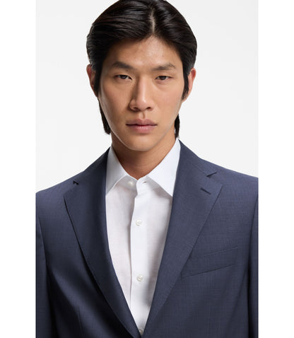 Boss Slim Fit Jacket In Washable Virgin Wool Light Blue