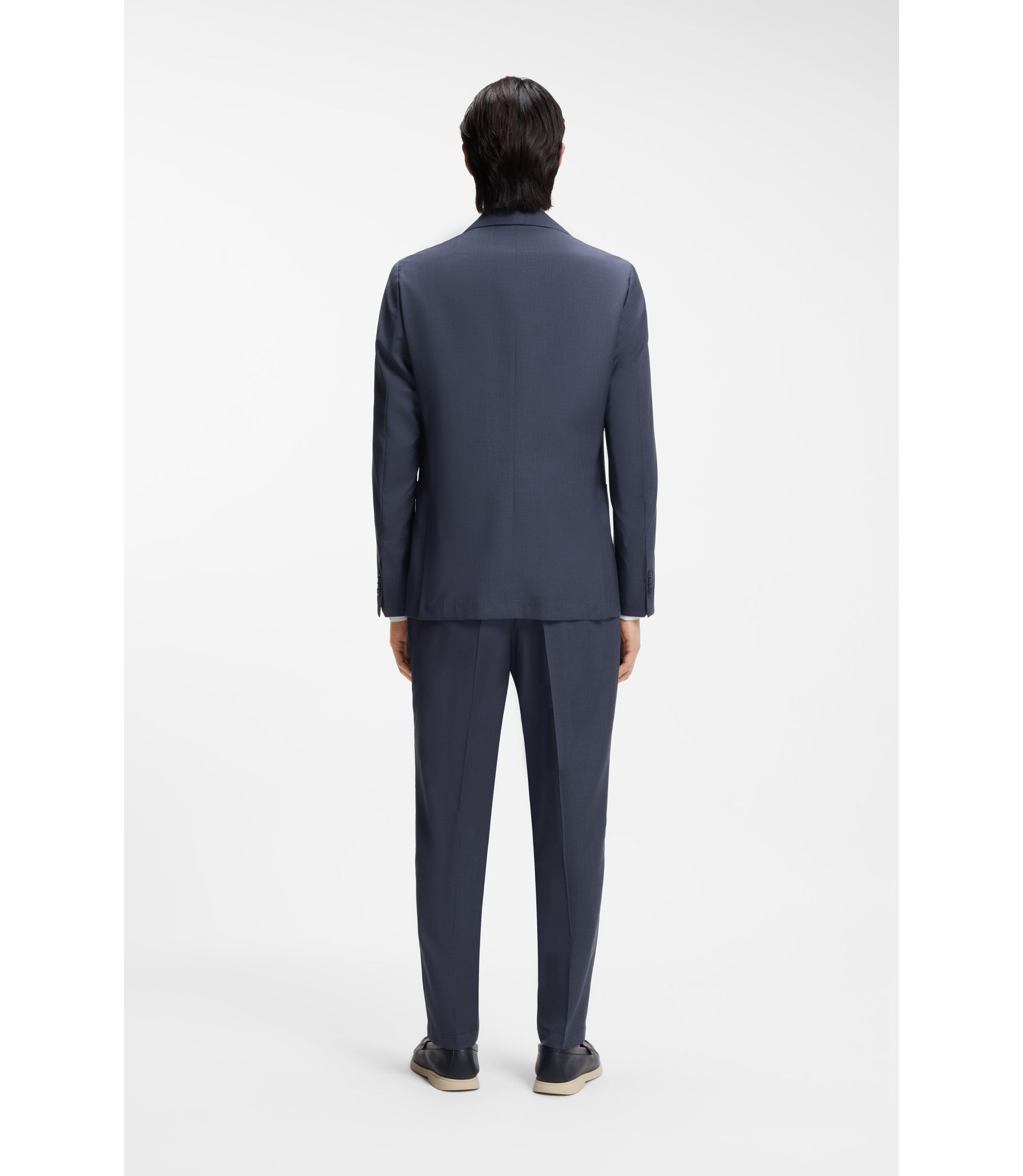 Boss Slim Fit Jacket In Washable Virgin Wool Light Blue