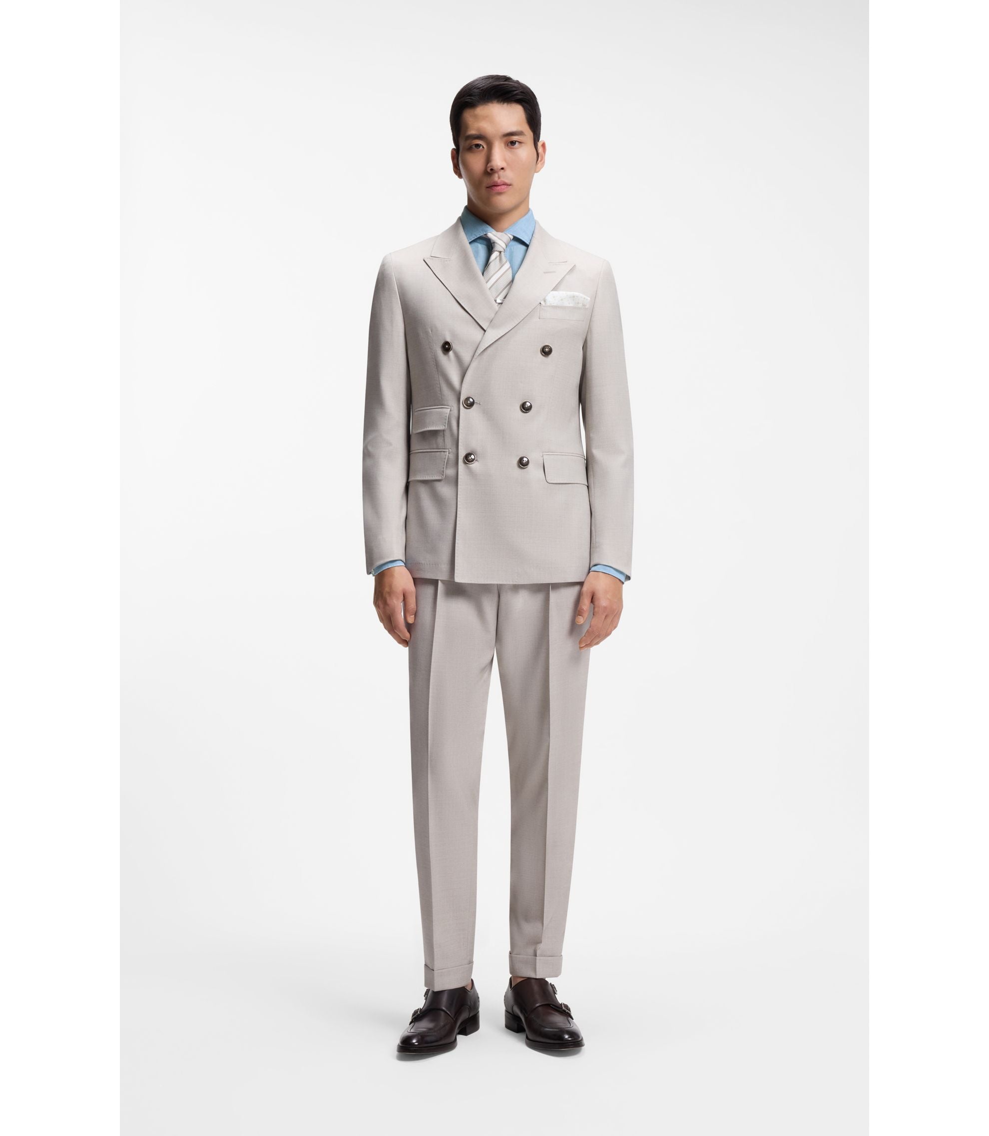 Boss Regular Fit Shirt In Italian Made Linen And Cotton Light Blue