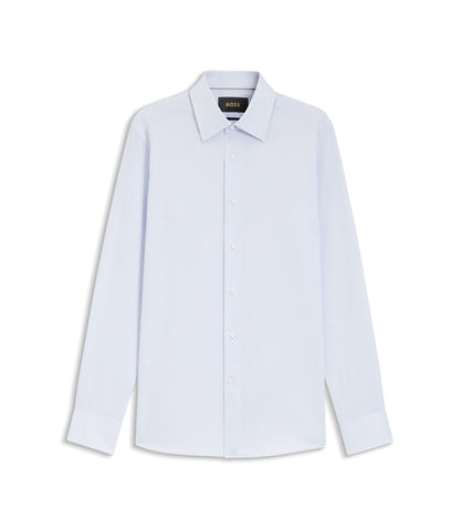Boss Slim Fit Shirt In Italian Made Structured Cotton Light Blue