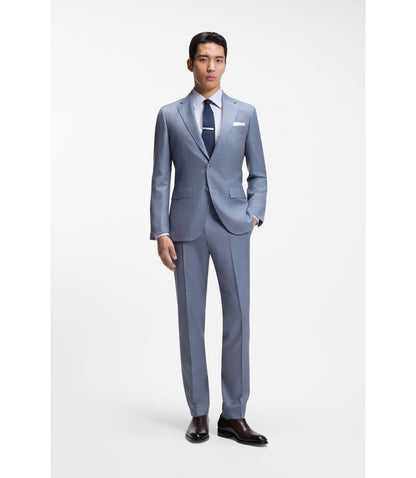 Boss Slim Fit Shirt In Italian Made Structured Cotton Light Blue