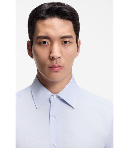 Boss Slim Fit Shirt In Italian Made Structured Cotton Light Blue